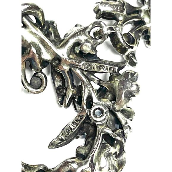 VINTAGE Necklace Signed HOLLYCRAFT 1953 BLUE Rhinestone Vtg Costume Jewelry JA14 - Picture 7 of 8